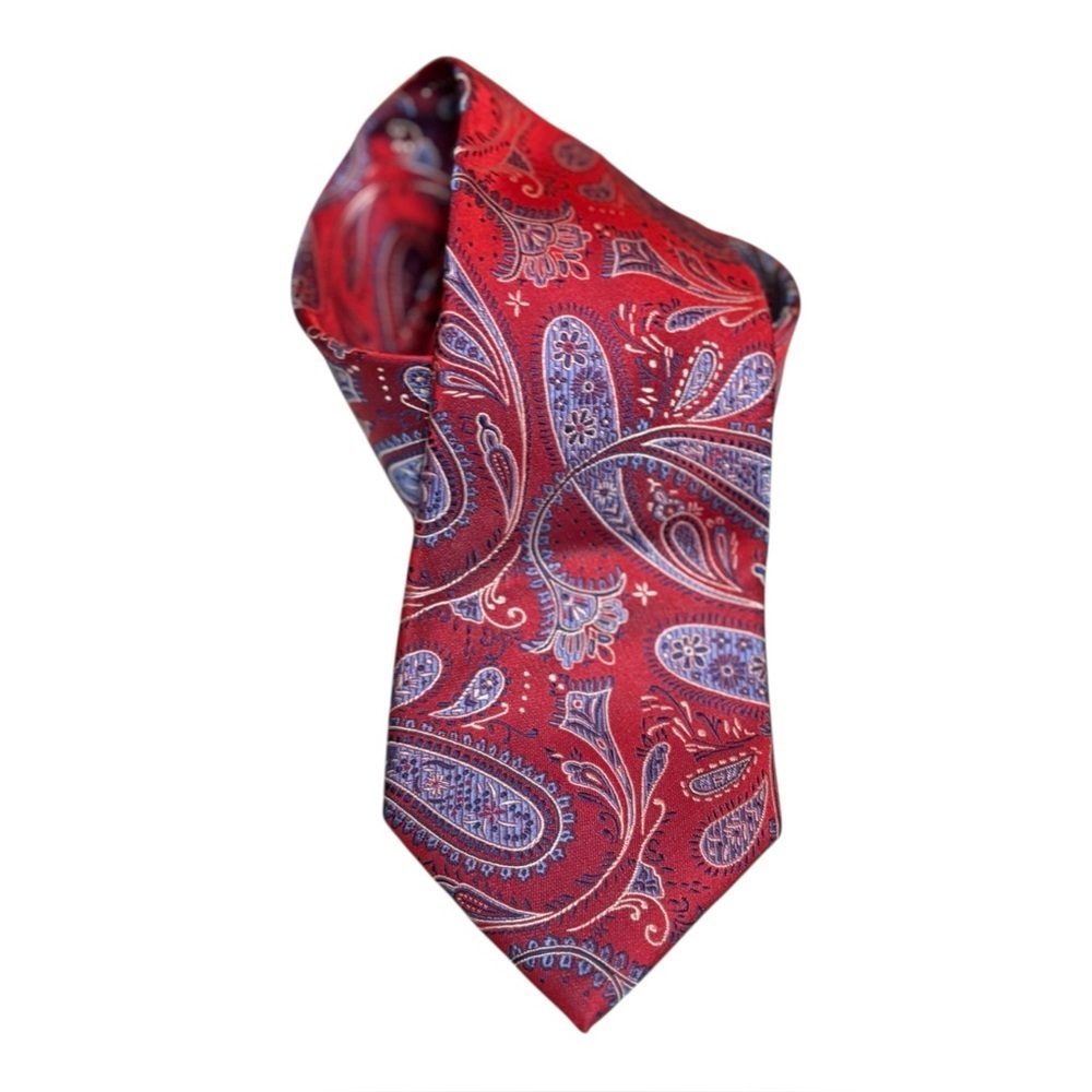 NEW Saddlebred Red and Blue Paisley Tie 100% Silk Necktie